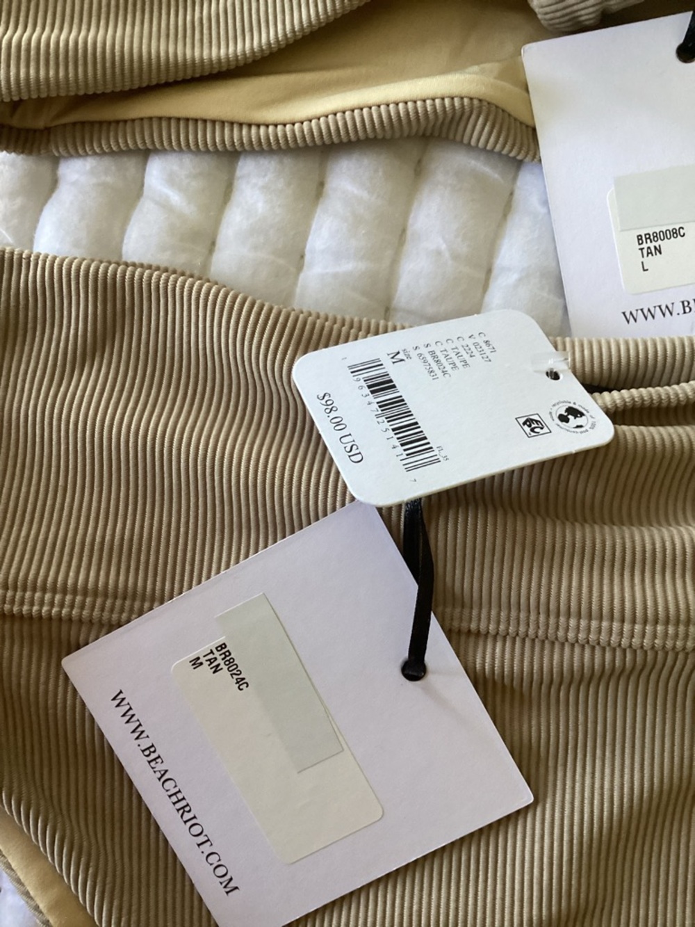 Free People Ribbed Bandeau Bikini Set in Tan - Picture 2 of 4